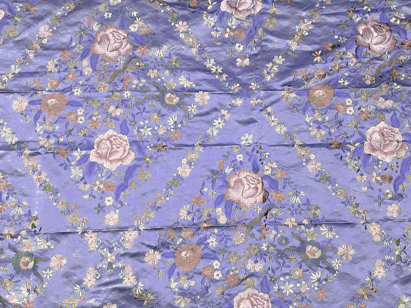 NEW! Custom-Order King Louis XIV Novelty 100% Silk Jacquard Embroidered Floral Upholstery Fabric - Lilac