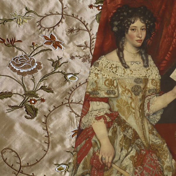 Fat Quarter: Queen Dragonia Novelty 100% Silk Dupioni Embroidered Floral Fabric - Gold - Fancy Styles Fabric Pierre Frey Lee Jofa Brunschwig & Fils
