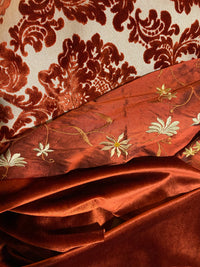 NEW Duke Gabriel Designer Damask Burnout Chenille Velvet Fabric - Rust Red- Upholstery - Fancy Styles Fabric Pierre Frey Lee Jofa Brunschwig & Fils