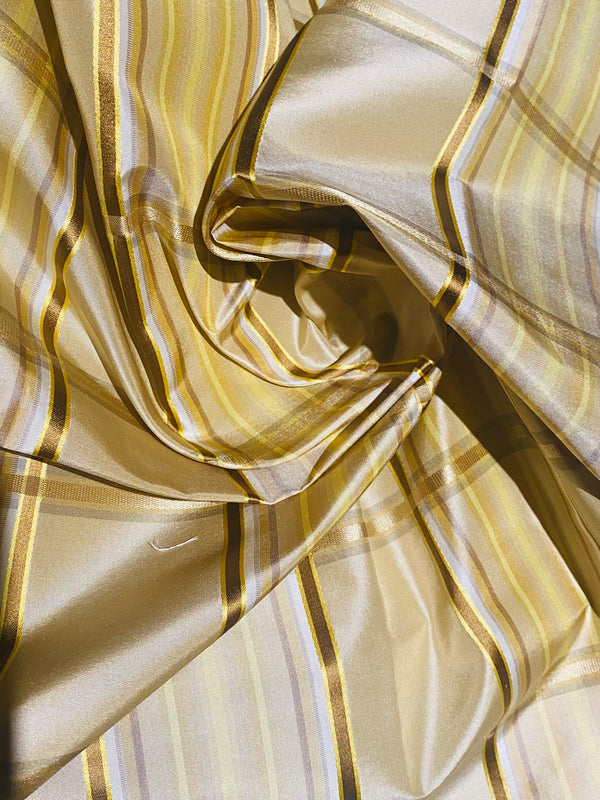 NEW Lady Deborah 100% Silk Taffeta Plaid Tartan Ribbon Fabric- Light Yellow Gold SB_6_27 - Fancy Styles Fabric Pierre Frey Lee Jofa Brunschwig & Fils