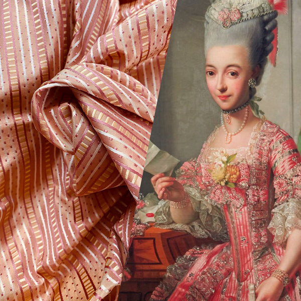 NEW! Back in stock! Lady Rebecca 100% Silk Taffeta Ribbon Stripe Fabric - Pink- SB_8_8 - Fancy Styles Fabric Pierre Frey Lee Jofa Brunschwig & Fils