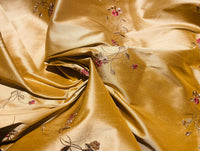 NEW! Duchess Rowena 100% Silk Dupioni Embroidery Floral Fabric- Golden Yellow SB_3_10 - Fancy Styles Fabric Pierre Frey Lee Jofa Brunschwig & Fils