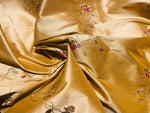 NEW! Duchess Rowena 100% Silk Dupioni Embroidery Floral Fabric- Golden Yellow SB_3_10