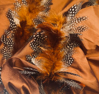 NEW! Queen Liza Novelty Couture 100% Silk Taffeta with Feather Stripes Fabric - Copper - Fancy Styles Fabric Pierre Frey Lee Jofa Brunschwig & Fils