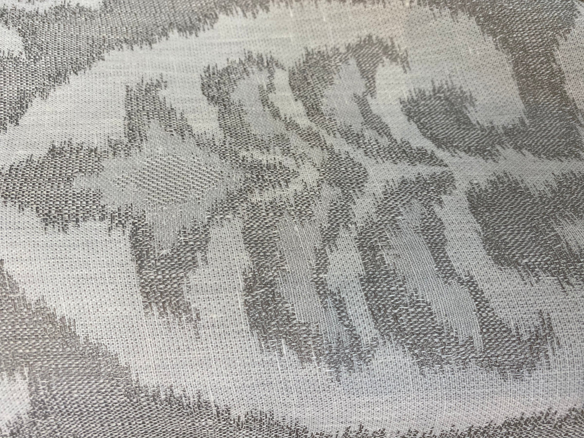 NEW COLOR! Duke Drake Novelty Imported 100% Linen Woven Medallion Fabric Silver and White - Fancy Styles Fabric Pierre Frey Lee Jofa Brunschwig & Fils