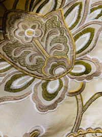 NEW! Duchess Nicole Faux Silk Embroidered Fabric Champagne and Olive - Fancy Styles Fabric Pierre Frey Lee Jofa Brunschwig & Fils
