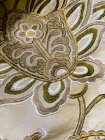 NEW! Duchess Nicole Faux Silk Embroidered Fabric Champagne and Olive