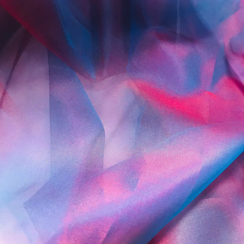 NEW 100% Silk Organza Jewel Blue & Magenta Iridescent Fabric - Fancy Styles Fabric Pierre Frey Lee Jofa Brunschwig & Fils