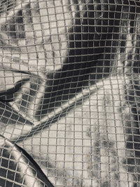 NEW Duchess Jenna 100% Silk Taffeta Fabric- Pewter with Embroidered Squares- SB_6_10 - Fancy Styles Fabric Pierre Frey Lee Jofa Brunschwig & Fils