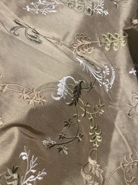 NEW Lady Astro 100% Silk Dupioni Embroidered Fabric - Grey SB_3_13 - Fancy Styles Fabric Pierre Frey Lee Jofa Brunschwig & Fils