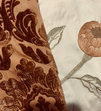 Queen Isabella Designer Damask Burnout Chenille Velvet Fabric - Amber BTY - Fancy Styles Fabric Pierre Frey Lee Jofa Brunschwig & Fils