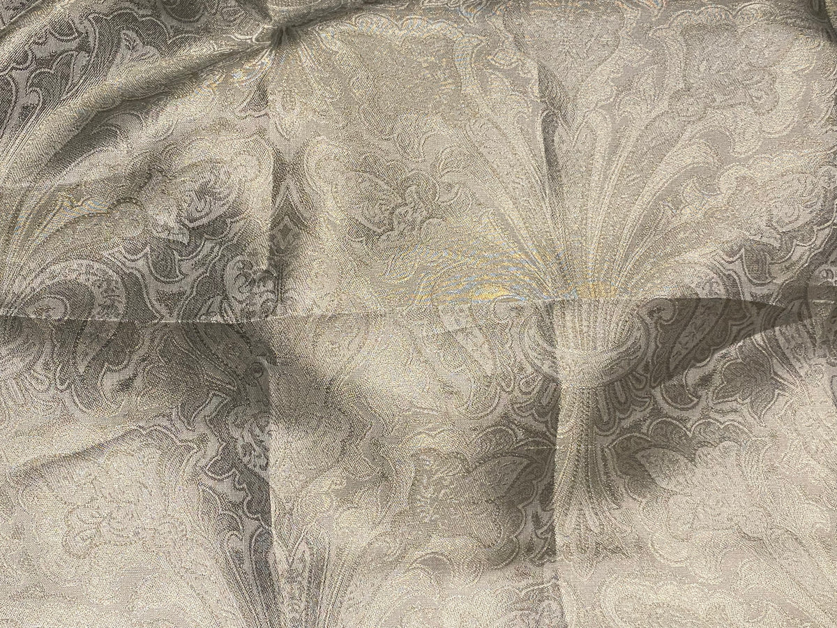 NEW Queen Lita 100% Silk Jacquard Lightweight Paisley Fabric - Grey- SB_8_4 - Fancy Styles Fabric Pierre Frey Lee Jofa Brunschwig & Fils