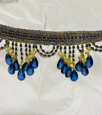 NEW! Queen Cassandra Blue & Gold Beaded Trim - Fancy Styles Fabric Pierre Frey Lee Jofa Brunschwig & Fils