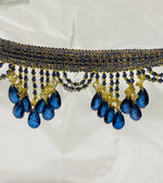 NEW! Queen Cassandra Blue & Gold Beaded Trim - Fancy Styles Fabric Pierre Frey Lee Jofa Brunschwig & Fils
