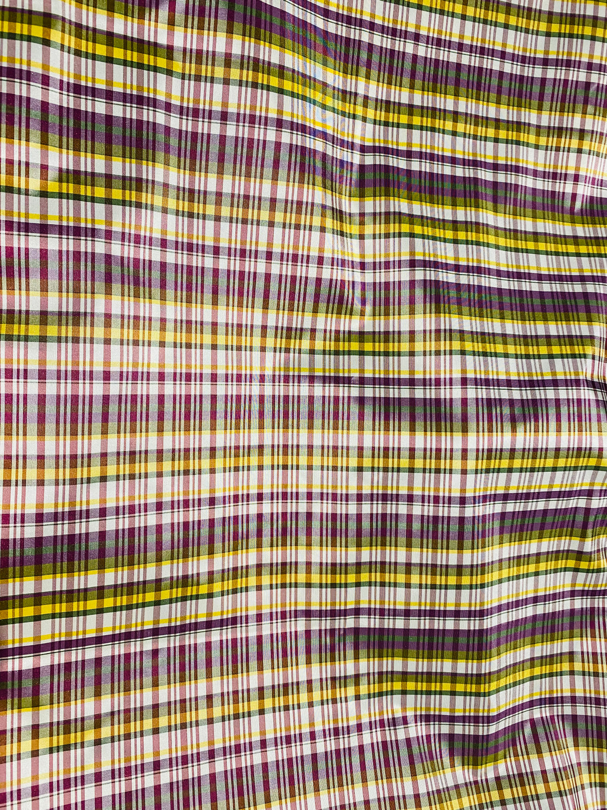 NEW Lady Riley Designer 100% Silk Taffeta Plaid Tartan Fabric -Purple, Green & Yellow SB_6_36 - Fancy Styles Fabric Pierre Frey Lee Jofa Brunschwig & Fils