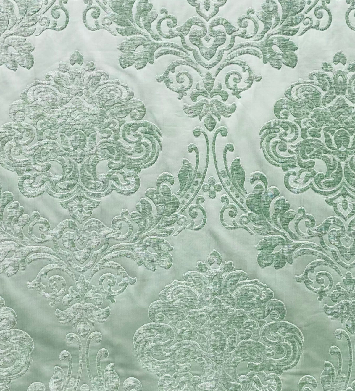 NEW King Julius Designer Brocade Satin Burnout Chenille Velvet Fabric - Mint - Fancy Styles Fabric Pierre Frey Lee Jofa Brunschwig & Fils