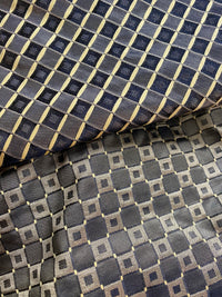 1 Yard Remnant- Queen Angelina- 100% Silk Fabric with Black and Gold Honeycomb Motif - Fancy Styles Fabric Pierre Frey Lee Jofa Brunschwig & Fils