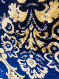 NEW Sir Scott Designer Italian Burnout Medallion Chenille Velvet Fabric Jewel Blue and Beige Yellow- Upholstery - Fancy Styles Fabric Pierre Frey Lee Jofa Brunschwig & Fils