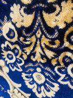 NEW Sir Scott Designer Italian Burnout Medallion Chenille Velvet Fabric Jewel Blue and Beige Yellow- Upholstery