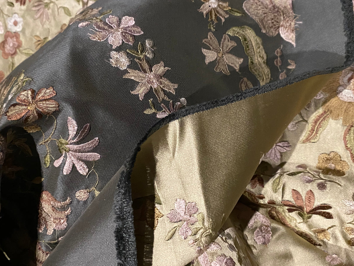 NEW! King Louis XIV Novelty 100% Silk Jacquard Embroidered Floral Upholstery Fabric - Green Champagne - Fancy Styles Fabric Pierre Frey Lee Jofa Brunschwig & Fils