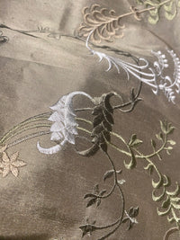 NEW Lady Astro 100% Silk Dupioni Embroidered Fabric - Grey SB_3_13 - Fancy Styles Fabric Pierre Frey Lee Jofa Brunschwig & Fils