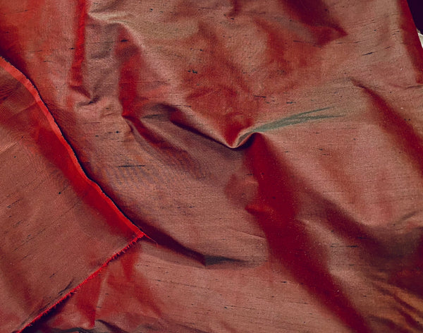 NEW Duchess Mable 100% Silk Dupioni - Solid Dark Red with Green Iridescence Fabric - Fancy Styles Fabric Pierre Frey Lee Jofa Brunschwig & Fils