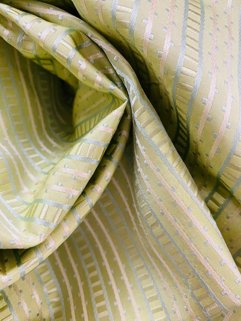 NEW! Lady Rebecca 100% Silk Taffeta Ribbon Stripe Fabric - Mint Green