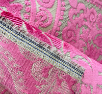 NEW Sir Sanders Novelty Burnout Medallion Chenille Velvet Fabric - Fuchsia Pink - Fancy Styles Fabric Pierre Frey Lee Jofa Brunschwig & Fils
