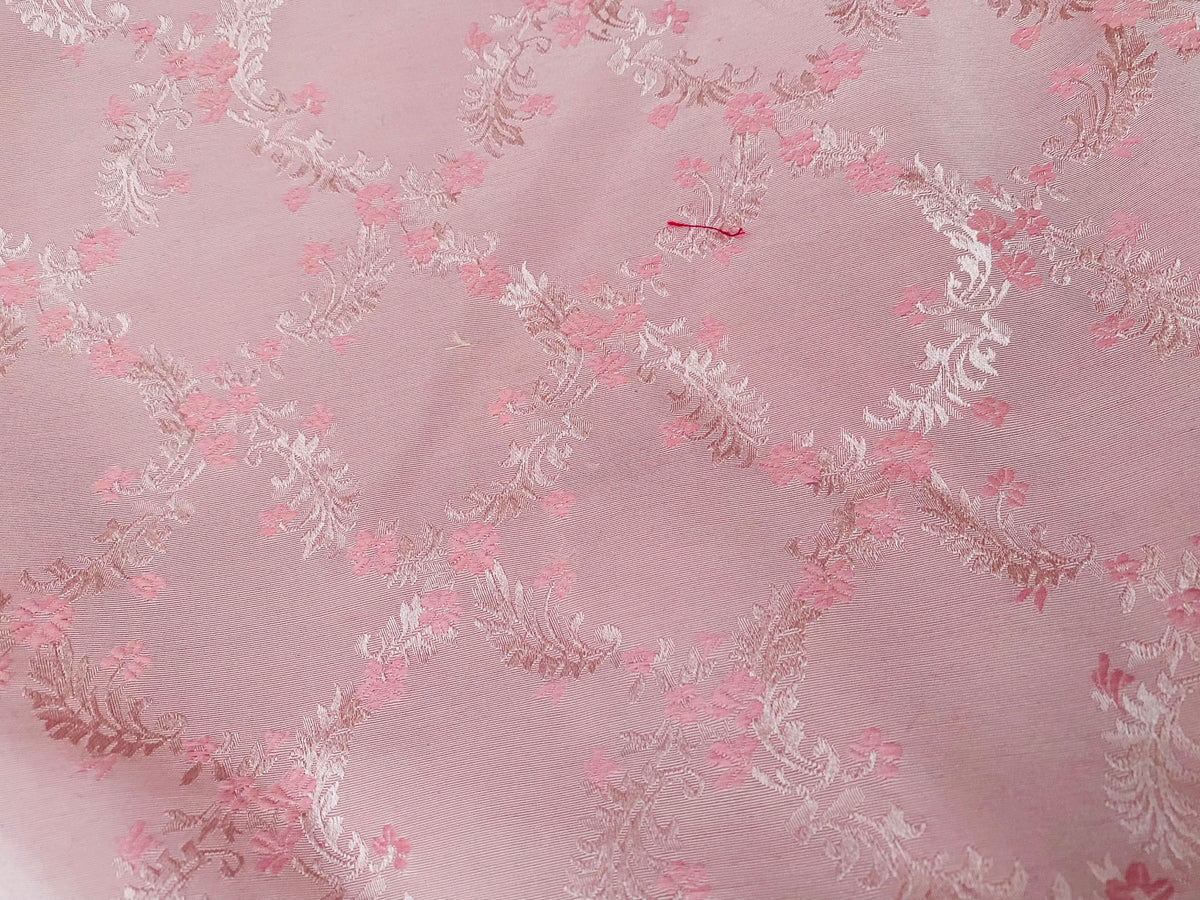 NEW Queen of Dublin Novelty Floral Embroidered 100% Silk Fabric in Pink - Fancy Styles Fabric Pierre Frey Lee Jofa Brunschwig & Fils