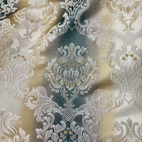 NEW King Louis XIV Novelty Neoclassical Brocade Medallion Floral Satin Fabric - Teal - Fancy Styles Fabric Pierre Frey Lee Jofa Brunschwig & Fils