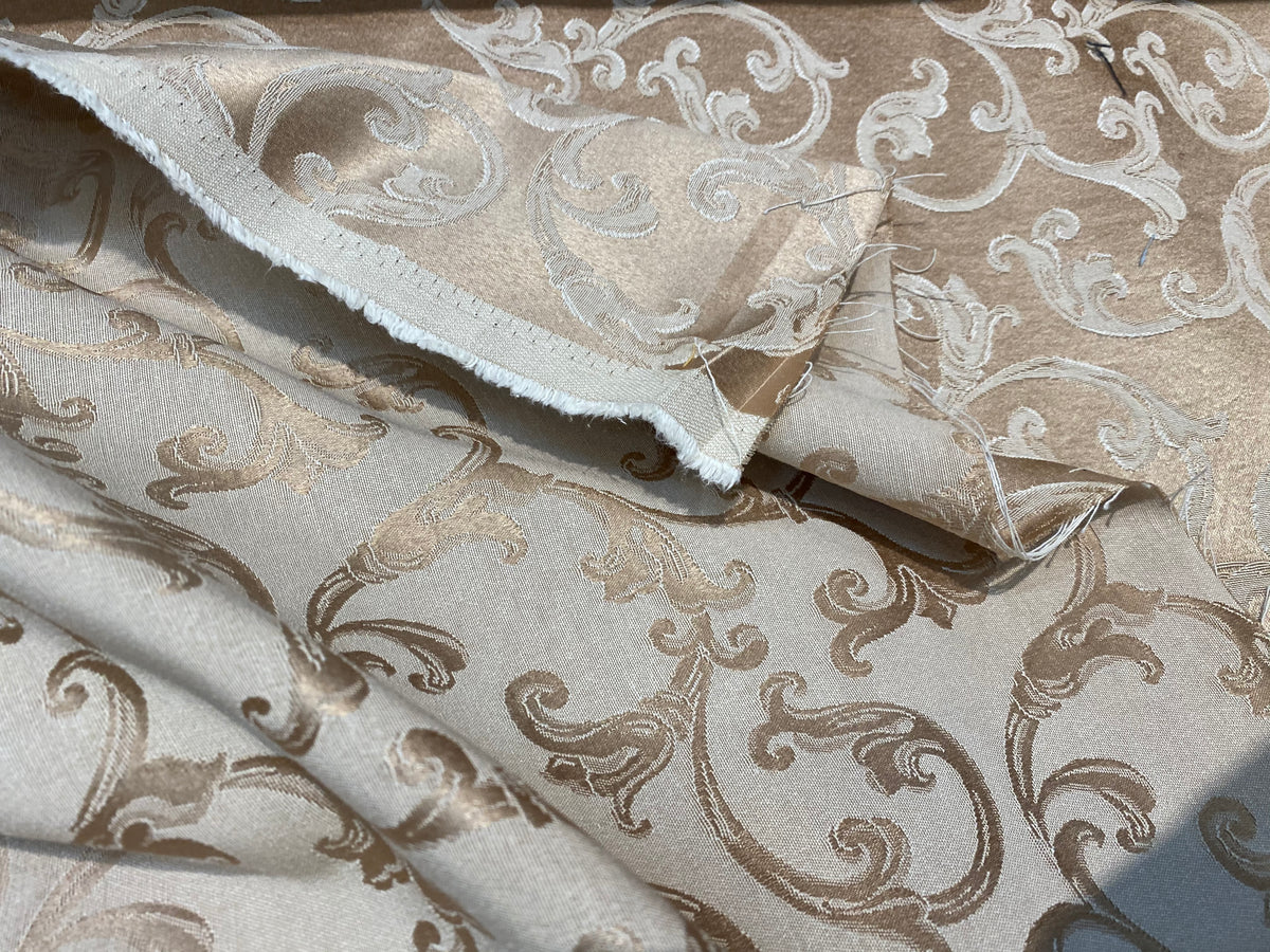 NEW Sir Smith Satin Swirl Leaf Motif Upholstery & Decorating Fabric- Gold - Fancy Styles Fabric Pierre Frey Lee Jofa Brunschwig & Fils