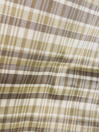NEW Lady Riley Designer 100% Silk Taffeta Plaid Tartan Fabric- Gold, Taupe, and Cream SB_6_39 - Fancy Styles Fabric Pierre Frey Lee Jofa Brunschwig & Fils