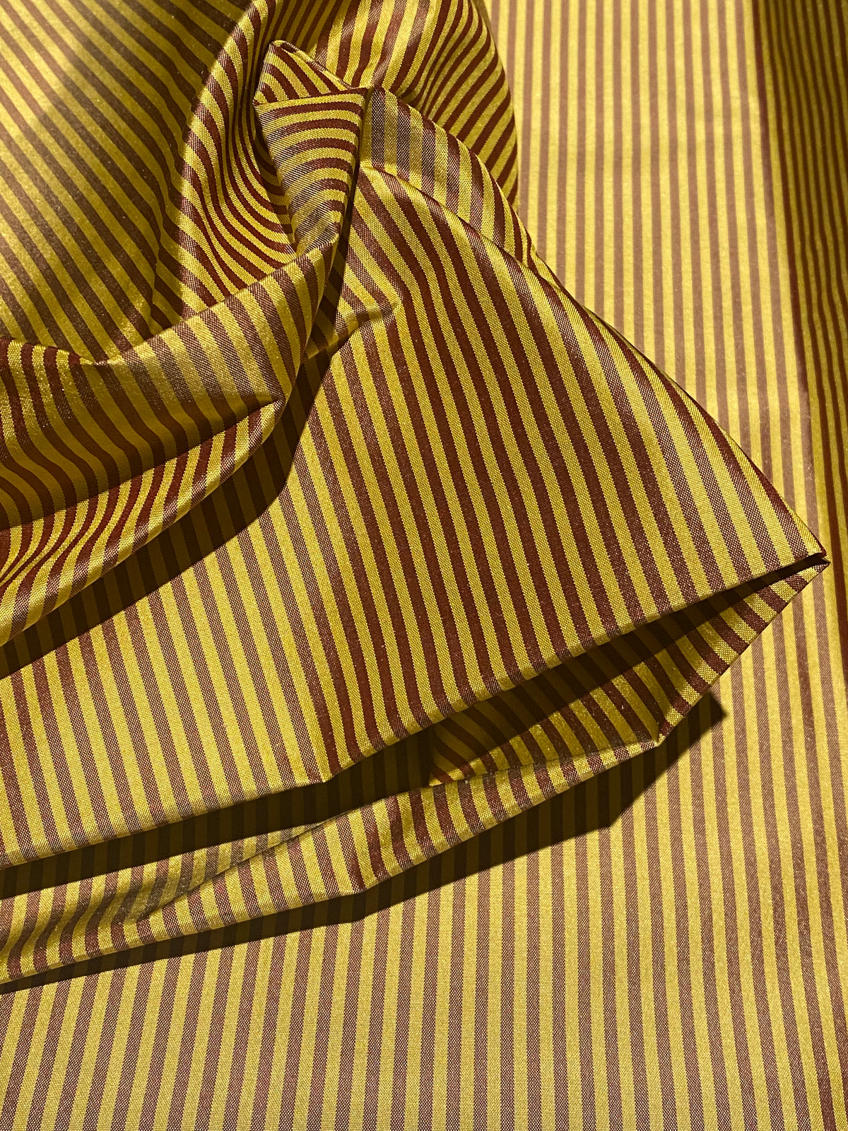NEW Lady Bernadette 100% Silk Taffeta Fabric with 1/8” Burgundy and Yellow Stripes SB_8_50 - Fancy Styles Fabric Pierre Frey Lee Jofa Brunschwig & Fils
