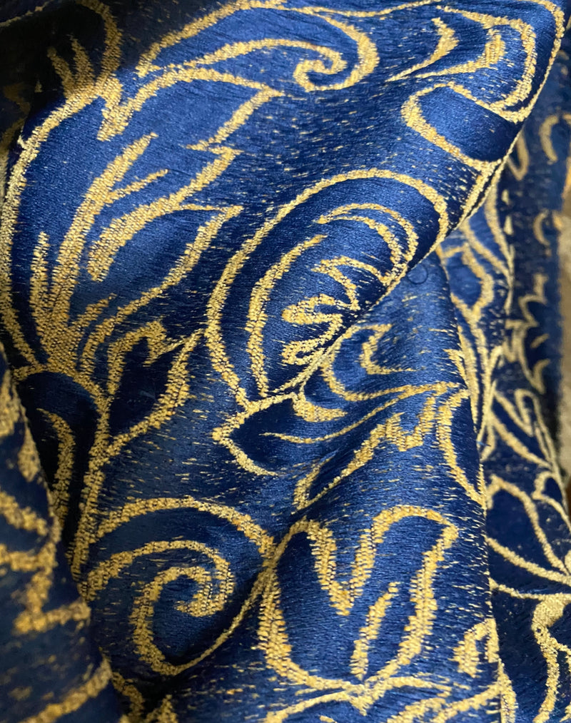 NEW Designer Velvet Chenille Burnout Upholstery Fabric - Blue & Peach- Upholstery - Fancy Styles Fabric Pierre Frey Lee Jofa Brunschwig & Fils