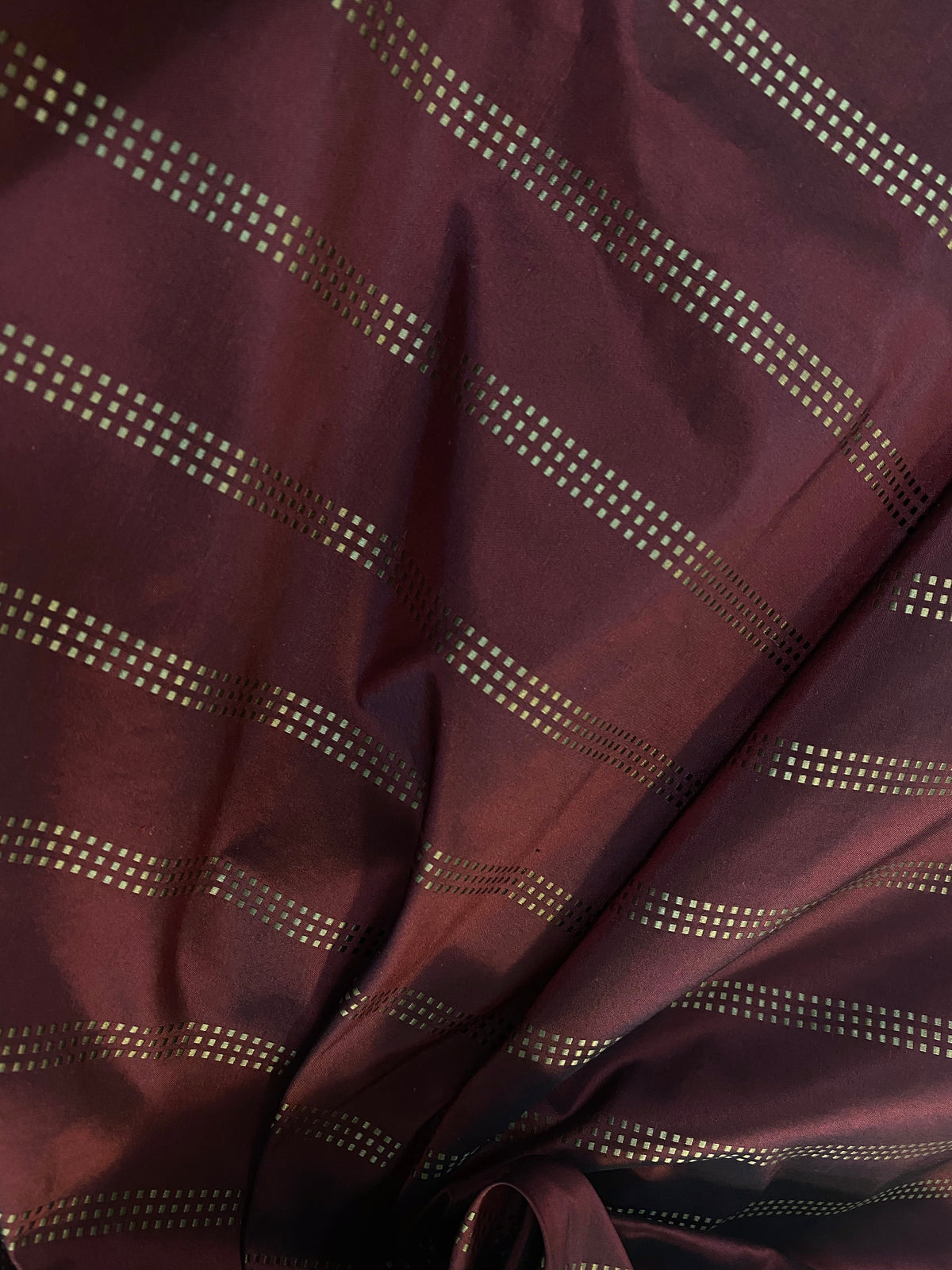 NEW Lady Amalie Designer 100% Silk Taffeta Fabric with Red and Gold Dot Stripes - Fancy Styles Fabric Pierre Frey Lee Jofa Brunschwig & Fils