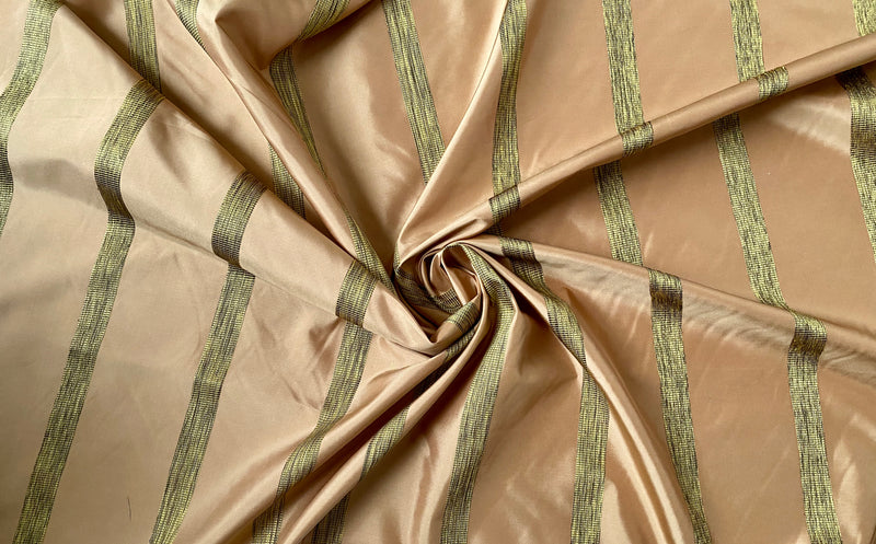 NEW Princess LaDonna 100% Silk Taffeta Striped Peach & Gold Fabric - Fancy Styles Fabric Pierre Frey Lee Jofa Brunschwig & Fils