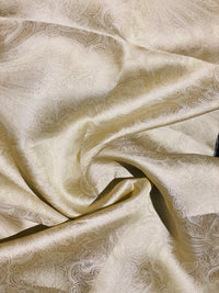 NEW Queen Lita 100% Silk Jacquard Lightweight Paisley Fabric - Gold- SB_8_2 - Fancy Styles Fabric Pierre Frey Lee Jofa Brunschwig & Fils