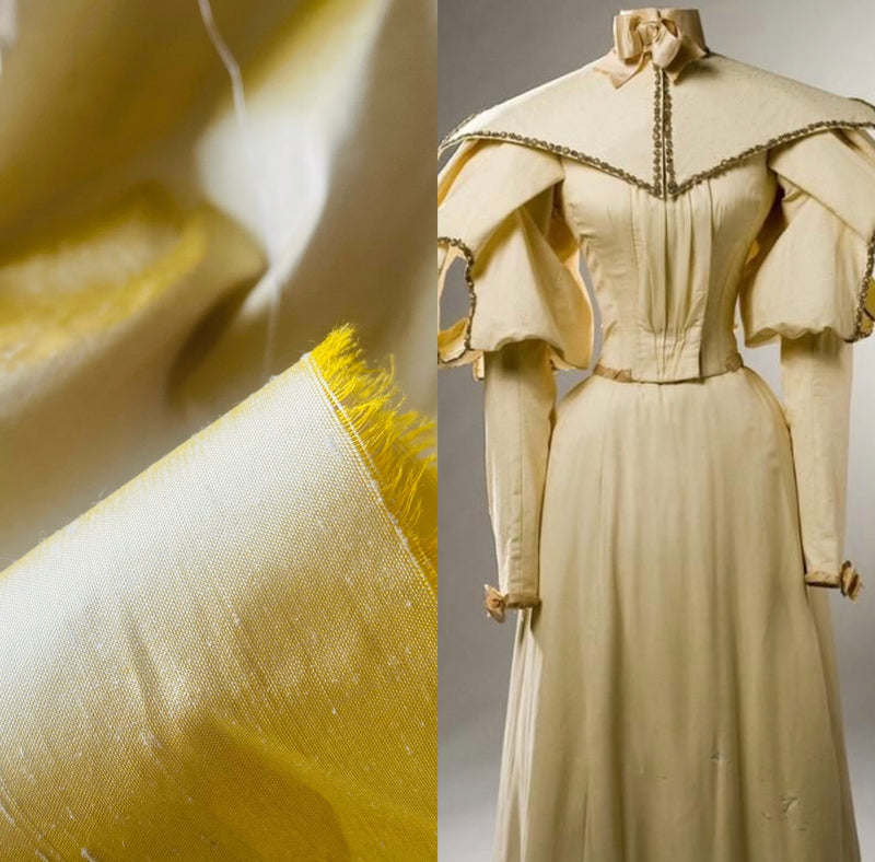 NEW Duchess Mable Designer 100% Silk Dupioni Ultra Icy Pastel Yellow Fabric