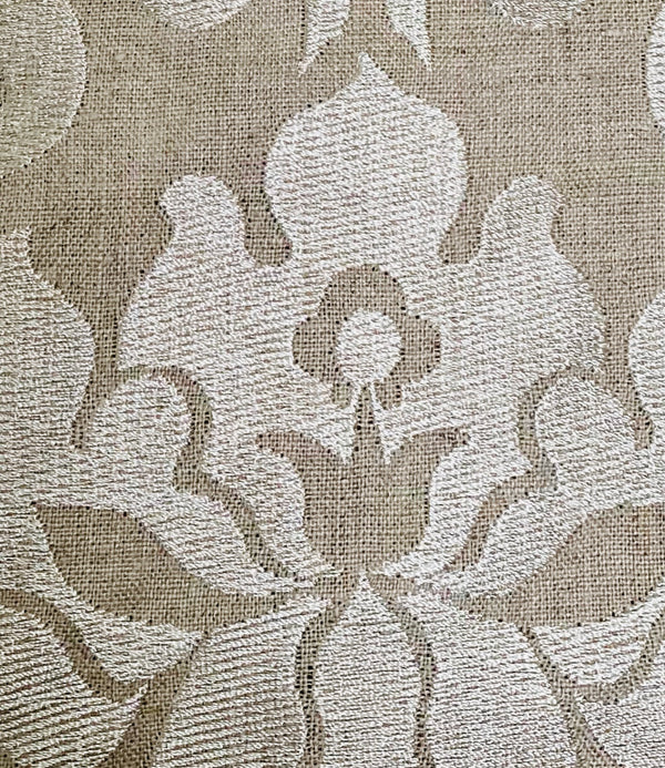 NEW! Duchess Dolly Novelty Imported 100% Linen Damask Fabric - Smoke and Cream Colorway - Fancy Styles Fabric Pierre Frey Lee Jofa Brunschwig & Fils