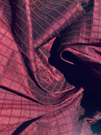 NEW Duchess Jenna 100% Silk Taffeta Fabric- Burgundy Red Black Shot Embroidered Squares- SB_6_8 - Fancy Styles Fabric Pierre Frey Lee Jofa Brunschwig & Fils