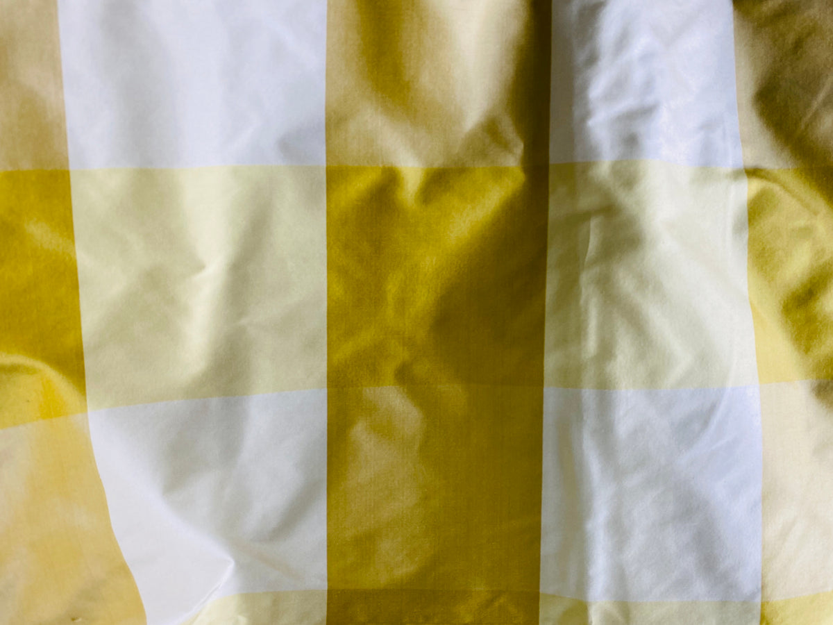 NEW Lady Emma Designer 100% Silk Taffeta Checkered Fabric- Yellow By The Yard - Fancy Styles Fabric Pierre Frey Lee Jofa Brunschwig & Fils