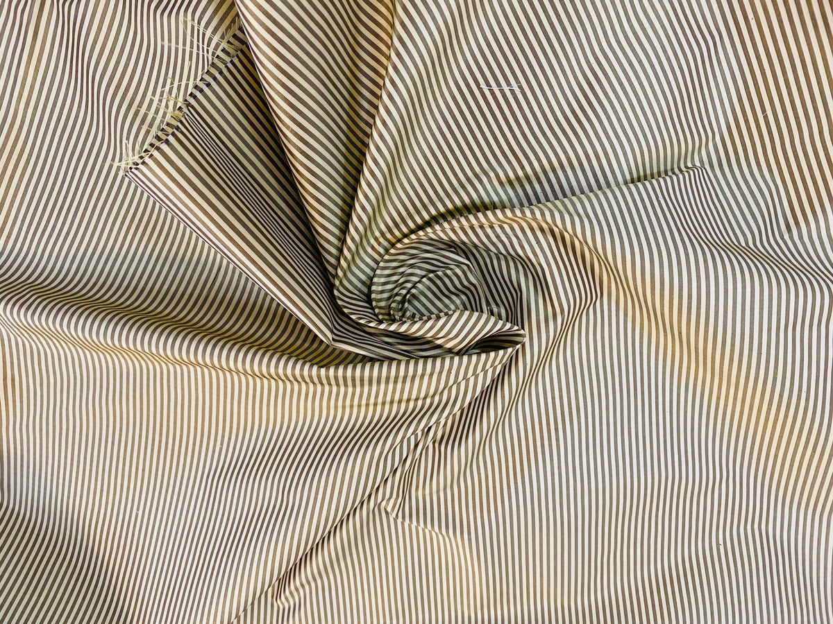 NEW Lady Bernadette 100% Silk Taffeta Fabric with Old Gold and Yellow 1/8” Pin Stripes SB_8_43 - Fancy Styles Fabric Pierre Frey Lee Jofa Brunschwig & Fils