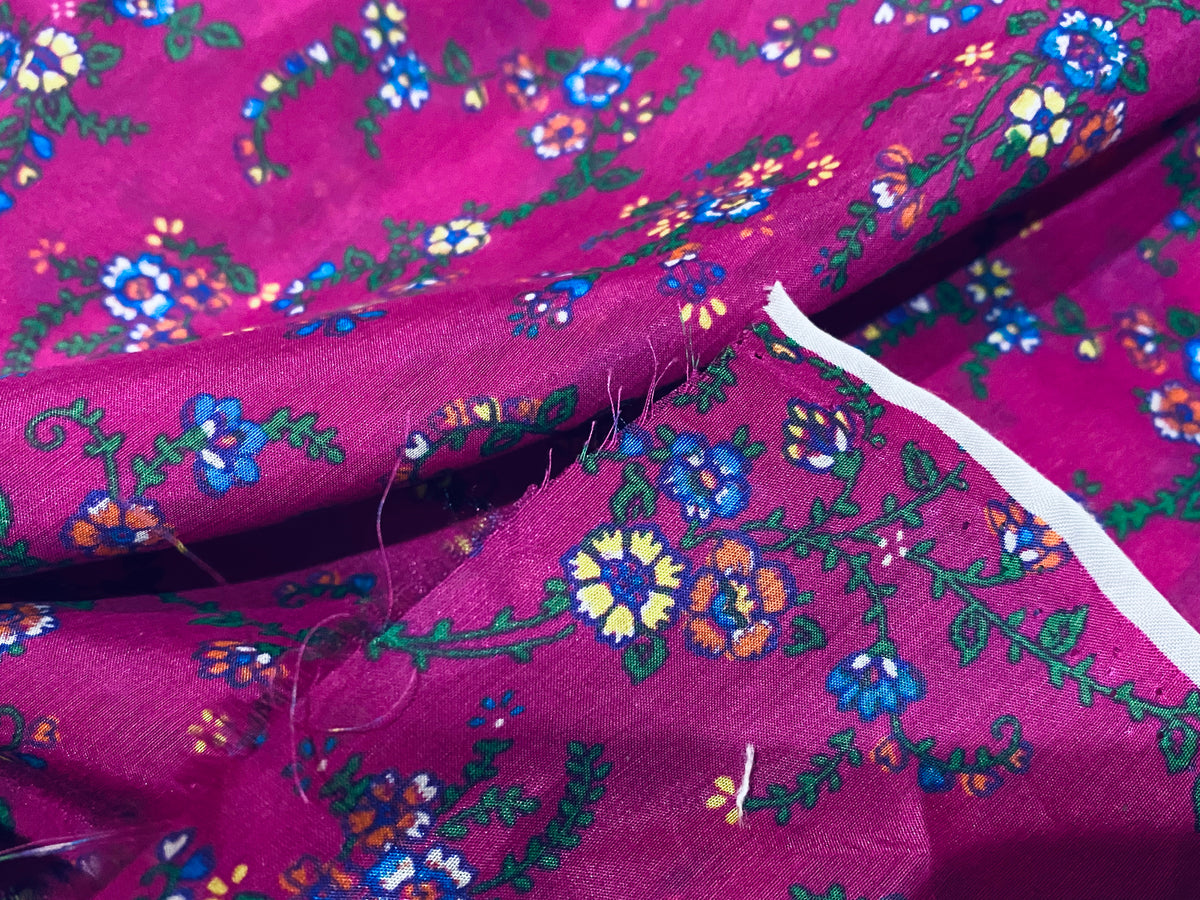 NEW Lady Astra Silk Cotton Blouse Floral Fabric - Magenta - Fancy Styles Fabric Pierre Frey Lee Jofa Brunschwig & Fils