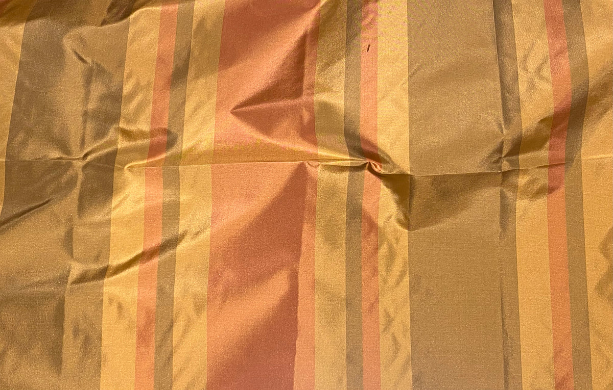 NEW Lady Gratis 100% Silk Taffeta Fabric Gold and Pink Stripes SB_1_29 - Fancy Styles Fabric Pierre Frey Lee Jofa Brunschwig & Fils