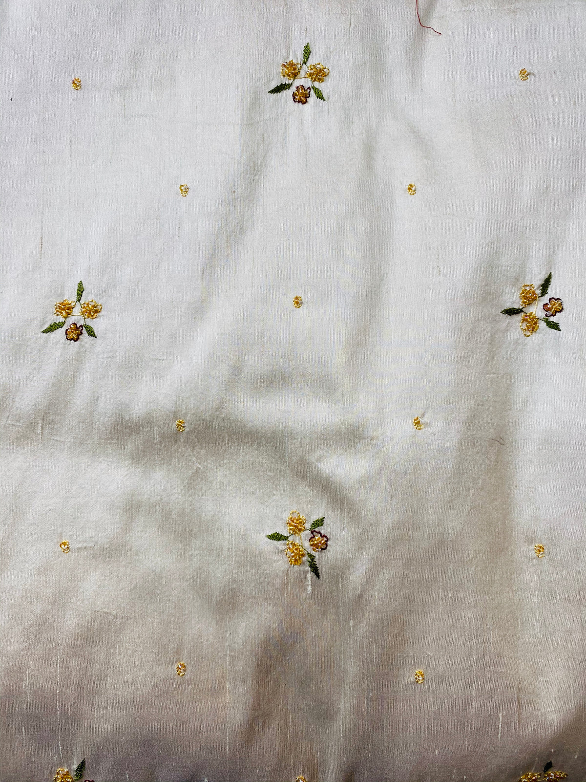 1 Yard Remnant- Queen Jane- Beaded 100% Silk Dupioni Fabric - Beige Cream - Fancy Styles Fabric Pierre Frey Lee Jofa Brunschwig & Fils