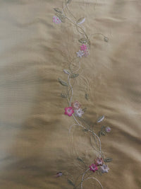 NEW! Duchess Rowena 100% Silk Dupioni Embroidery Floral Fabric- Light Gold SB_3_8 - Fancy Styles Fabric Pierre Frey Lee Jofa Brunschwig & Fils