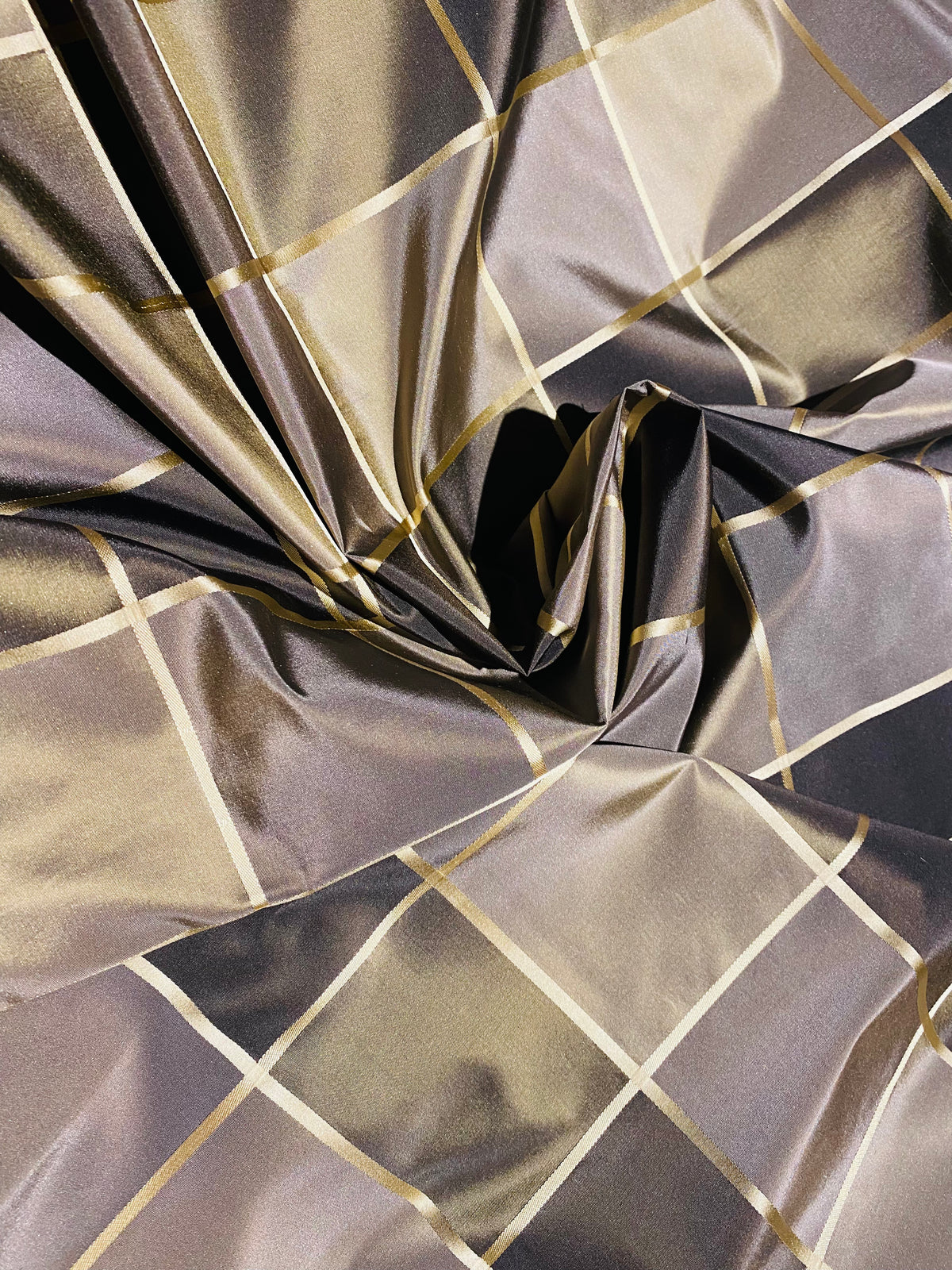 NEW Contessa Lucia 100% Silk Taffeta Plaid Tartan Gold and Old Gold Fabric SB_6_26 - Fancy Styles Fabric Pierre Frey Lee Jofa Brunschwig & Fils
