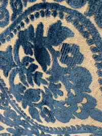 NEW! Sir Sanders Novelty Burnout Medallion Chenille Velvet Fabric - Blue- Upholstery - Fancy Styles Fabric Pierre Frey Lee Jofa Brunschwig & Fils