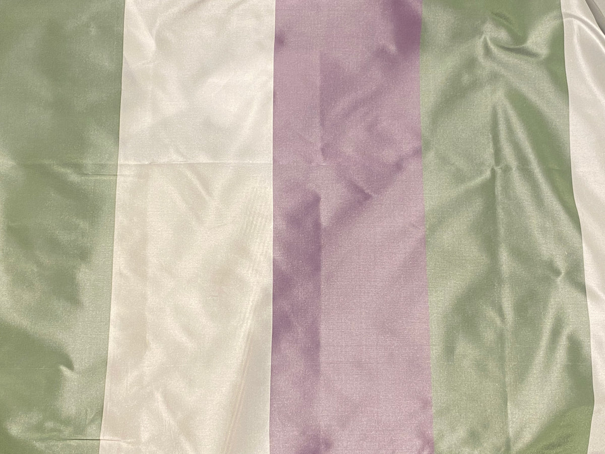NEW Lady Chinta 100% Silk Taffeta Purple, Green and White Stripe Fabric SB_8_33 - Fancy Styles Fabric Pierre Frey Lee Jofa Brunschwig & Fils