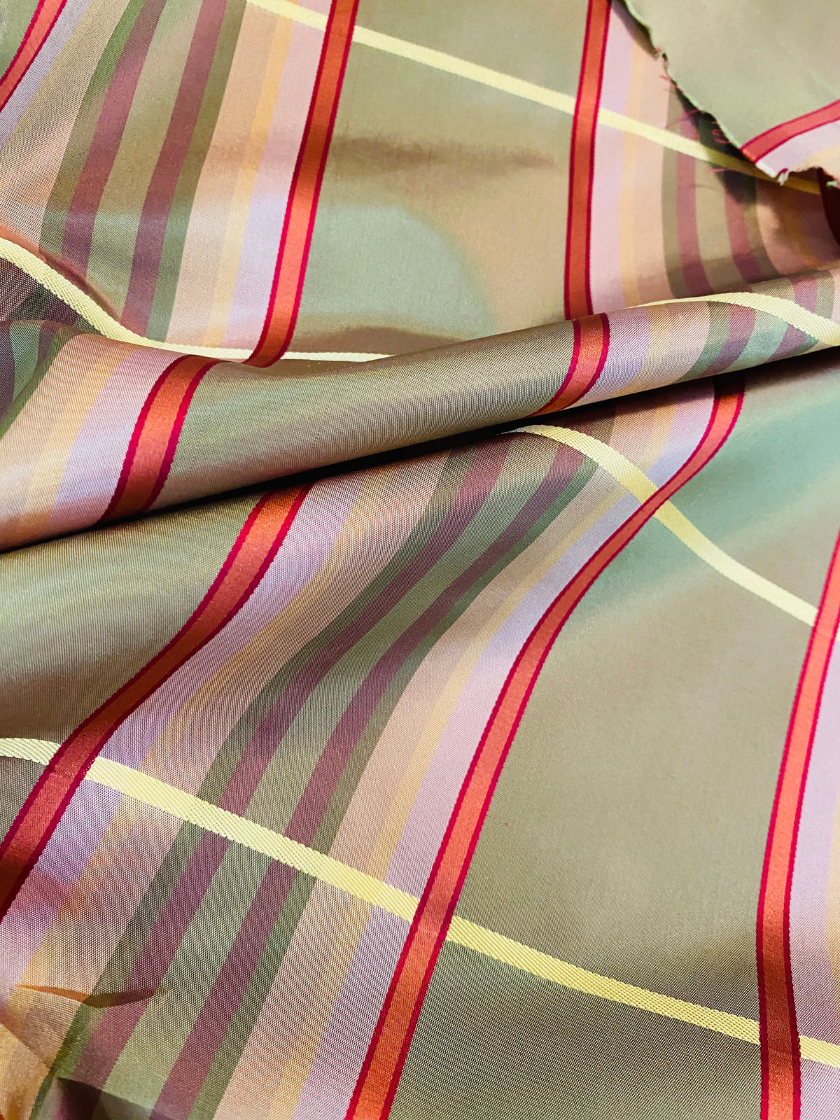 NEW! Lady Deborah 100% Silk Taffeta Plaid Tartan Ribbon Fabric- SB_1_19 - Fancy Styles Fabric Pierre Frey Lee Jofa Brunschwig & Fils